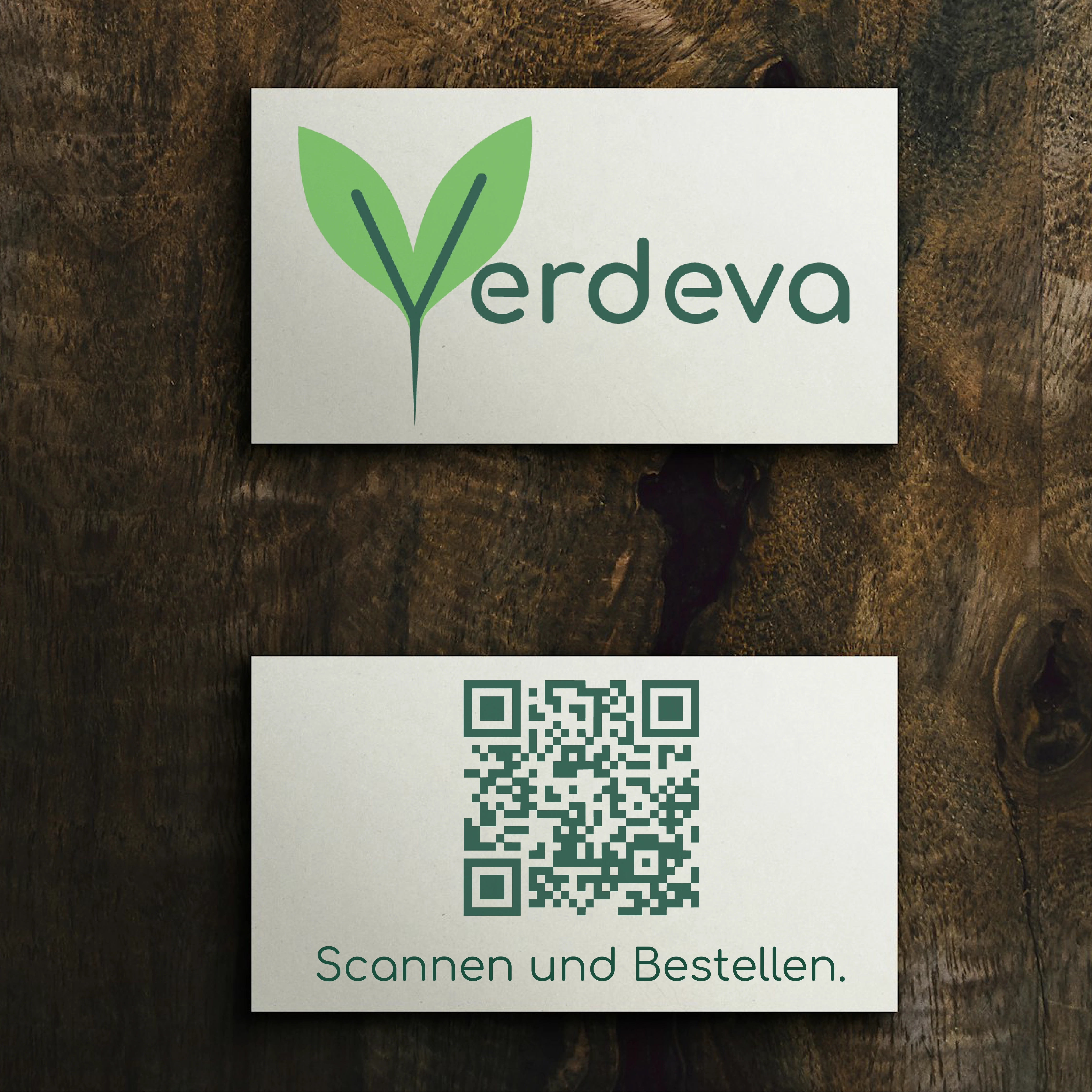 Bestellkarte mit QR-Code für den Verdeva Online-Shop